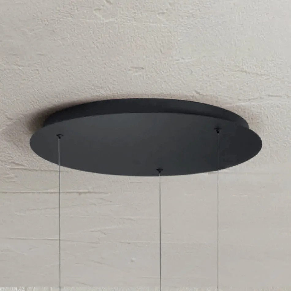 Lampadario Moderno con Forme Geometriche in Metallo e Ecopelle - Cipresso Viadurini