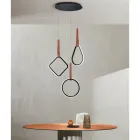 Lampadario Moderno con Forme Geometriche in Metallo e Ecopelle - Cipresso Viadurini