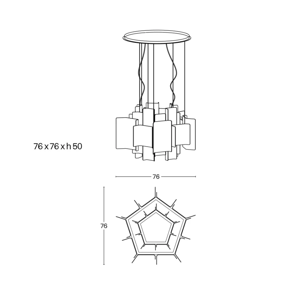 Lampadario Moderno in Vetro Fuso dal Design Elegante Made in Italy - Velis Viadurini