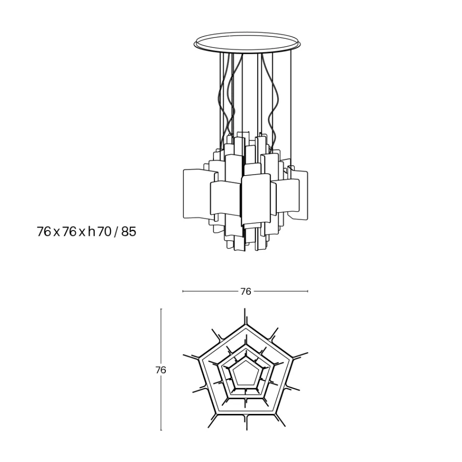 Lampadario Moderno in Vetro Fuso dal Design Elegante Made in Italy - Velis Viadurini