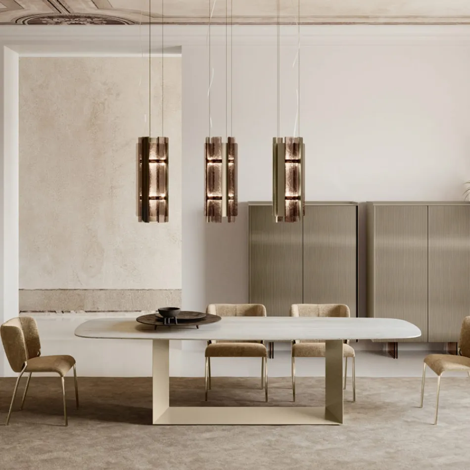 Lampadario Moderno in Vetro Fuso dal Design Elegante Made in Italy - Velis Viadurini