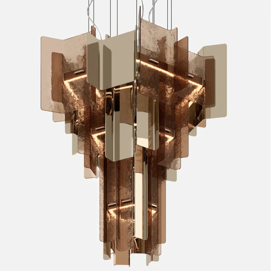 Lampadario Moderno in Vetro Fuso dal Design Elegante Made in Italy - Velis Viadurini