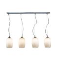Lampadario Quattro Lumi su Barra Lineare in Vetro Soffiato Made in Italy - Soffio
