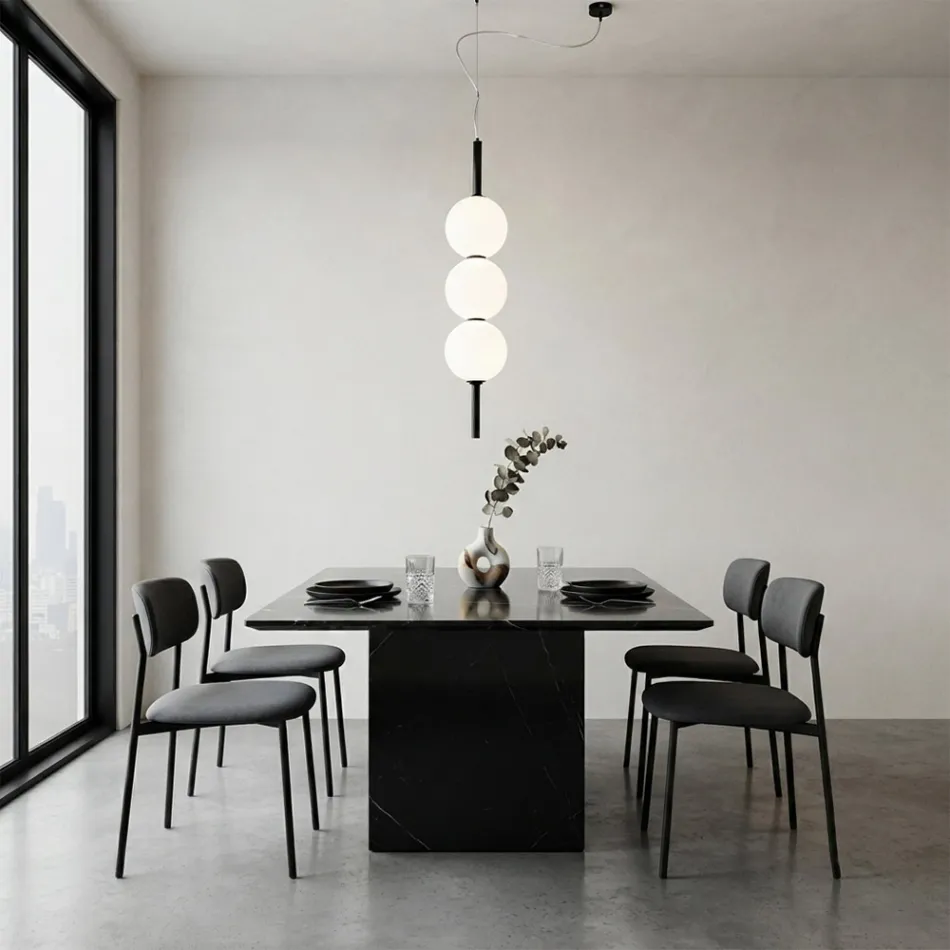 Lampadario Verticale a Tre Lumi in Vetro Incamiciato Made in Italy - Lumira Viadurini