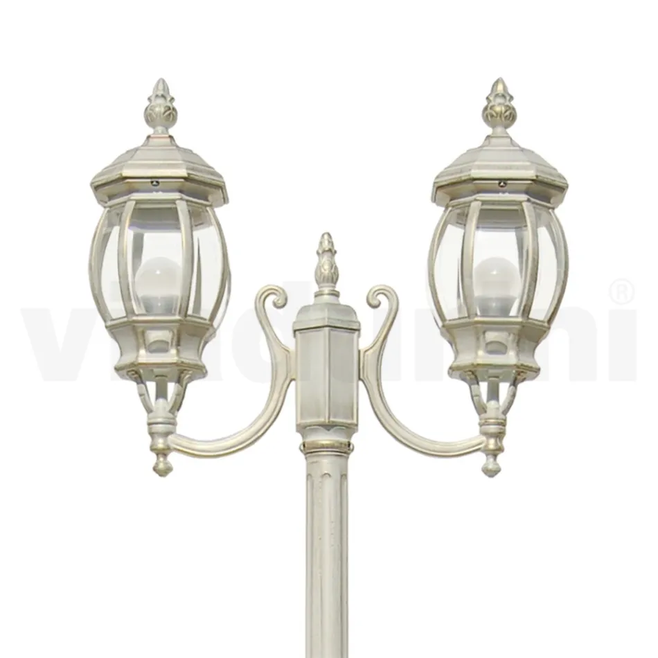 Lampione 2 Luci Stile Vintage in Alluminio Bianco Made in Italy - Dodo Viadurini