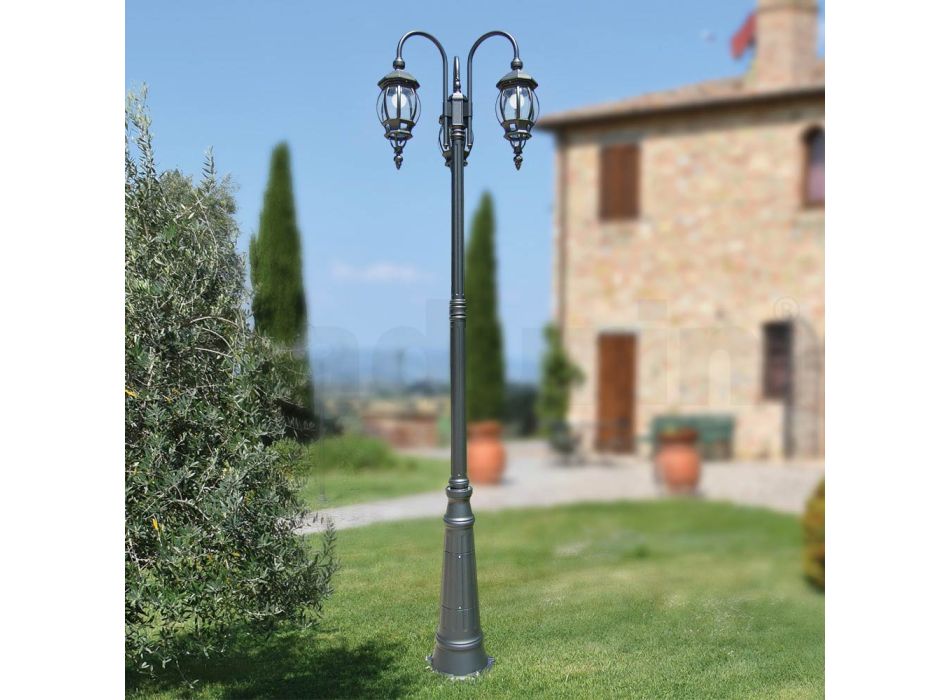 Lampione 3 Luci Stile Vintage in Alluminio Antracite Made in Italy - Impero Viadurini