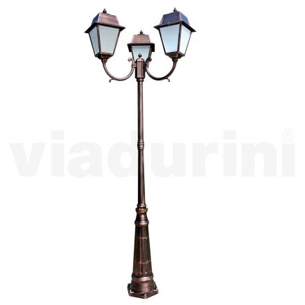 Lampione 3 Luci Stile Vintage in Alluminio e Vetro Made in Italy - Doroty Viadurini