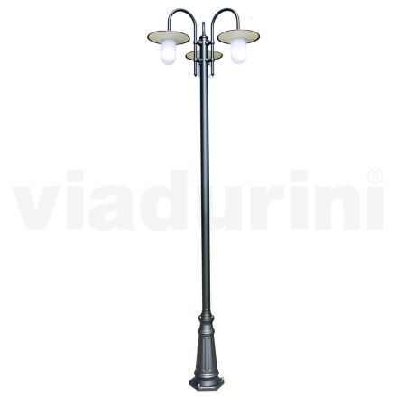 Lampione a 3 Luci Stile Vintage in Alluminio Grigio Made in Italy - Belen Viadurini