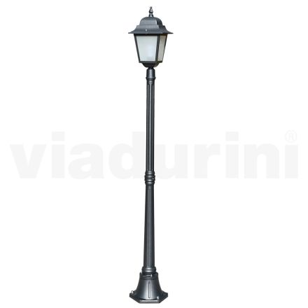 Lampione Alto 178 cm in Vetro e Alluminio Antracite Made in Italy - Scintilla Viadurini