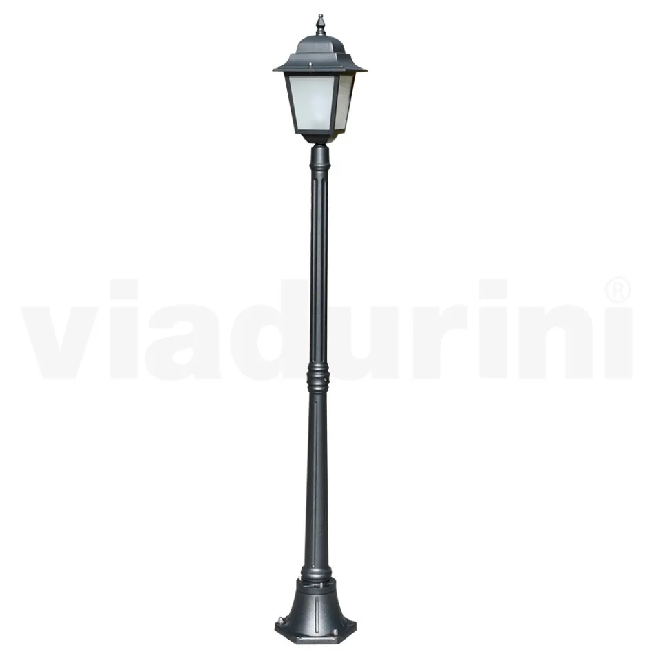 Lampione Alto 178 cm in Vetro e Alluminio Antracite Made in Italy - Scintilla Viadurini