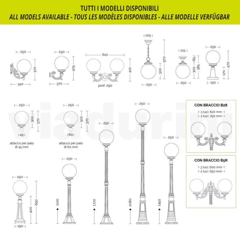 Lampione Alto 212 cm in Acrilico e Alluminio Nero Made in Italy - Trovanero Viadurini
