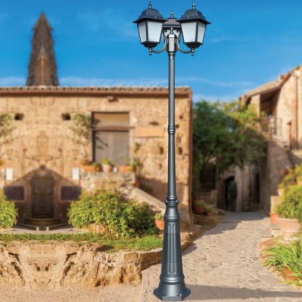 Lampione Alto 238 cm in Vetro e Alluminio Antracite Made in Italy - Scintilla Viadurini