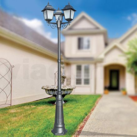 Lampione Alto 249 cm in Vetro e Alluminio Antracite Made in Italy - Scintilla Viadurini