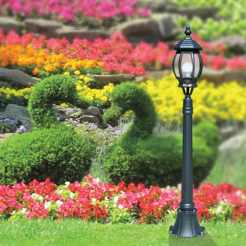 Lampione Basso per Esterno in Alluminio Antracite Made in Italy - Impero Viadurini