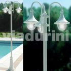 Lampione da esterno a tre luci in alluminio bianco made Italy, Anusca Viadurini