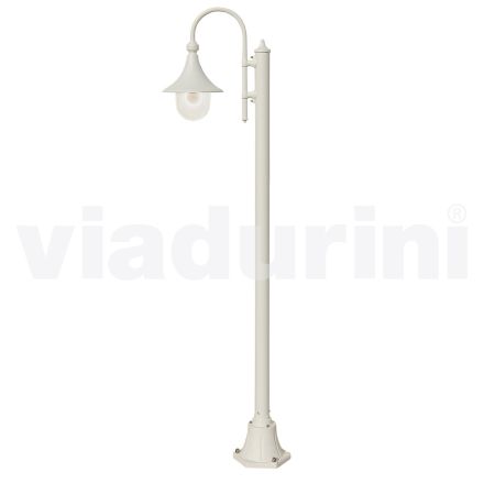 Lampione da giardino in alluminio bianco con 1 luce prodotto in Italia, Anusca Viadurini