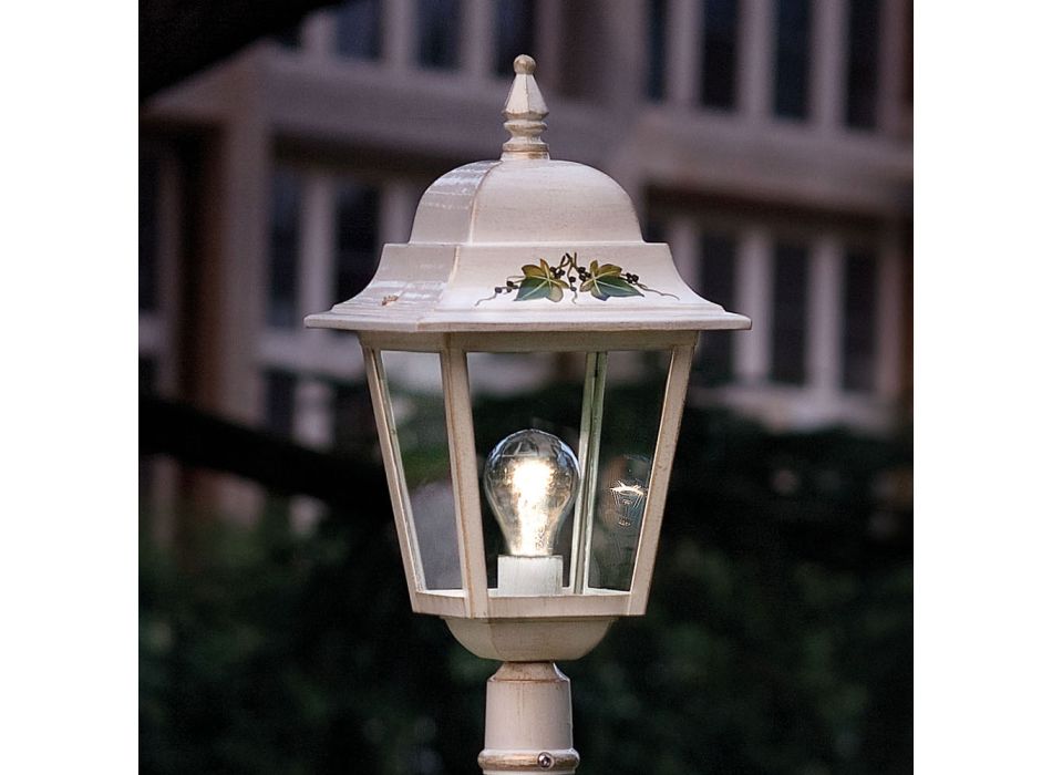Lampione da Giardino in Alluminio Decoro Dipinto a Mano Classico - Gorizia Viadurini