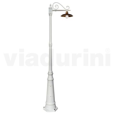 Lampione da Giardino Vintage in Alluminio e Ottone Made in Italy - Adela Viadurini