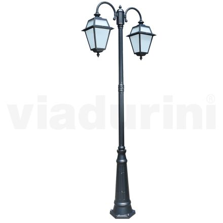 Lampione Giardino a 2 Luci in Alluminio e Vetro Made in Italy - Vivian Viadurini
