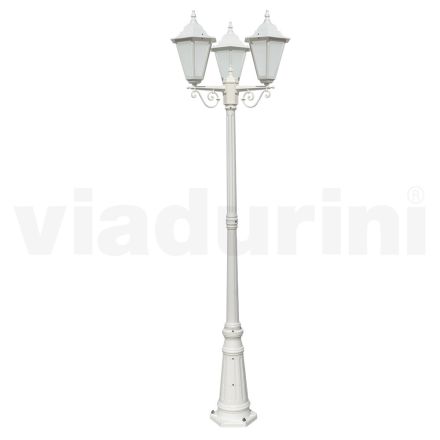 Lampione Stile Vintage 3 Luci in Alluminio e Vetro Made in Italy - Terella Viadurini
