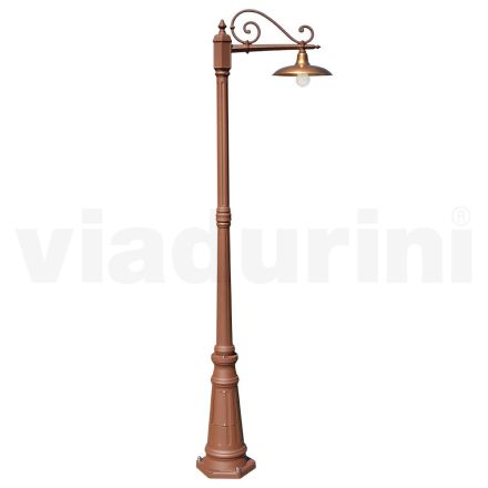 Lampione Stile Vintage in Alluminio Corten e Ottone Made in Italy - Adela Viadurini