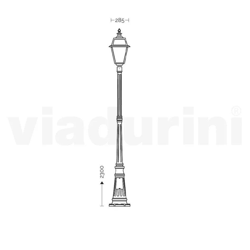 Lampione Stile Vintage in Alluminio e Vetro Realizzato in Italia - Vivian Viadurini