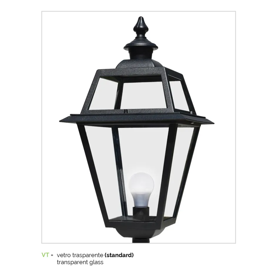 Lampione Vintage a 3 Luci in Alluminio e Vetro Made in Italy - Vivian Viadurini