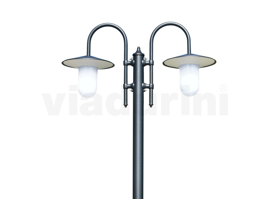Lampione Vintage da Giardino 2 Luci in Alluminio Made in Italy - Belen Viadurini