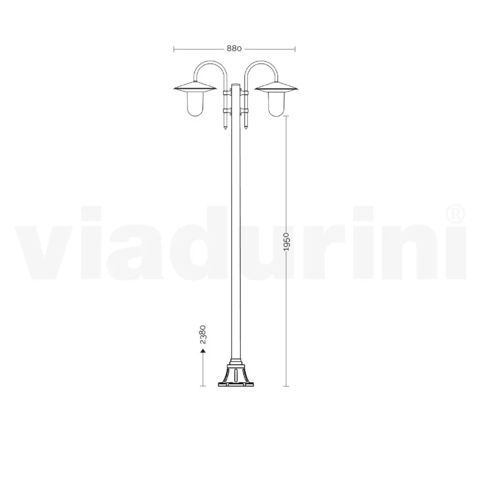 Lampione Vintage da Giardino 2 Luci in Alluminio Made in Italy - Belen Viadurini