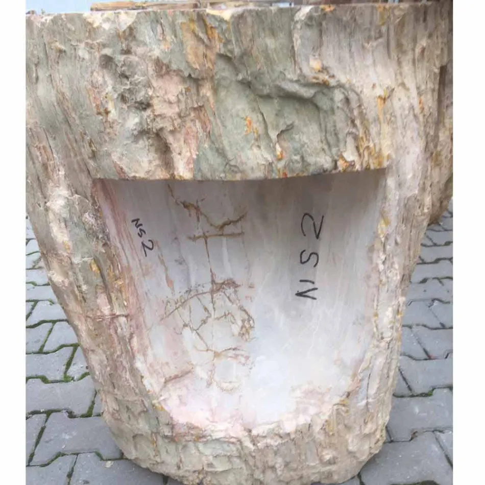 Lavabo a colonna di design in pietra naturale Ley, fatto a mano Viadurini