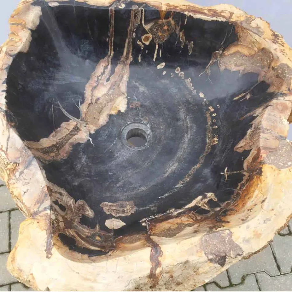 Lavabo a colonna di design in pietra naturale Ley, fatto a mano Viadurini