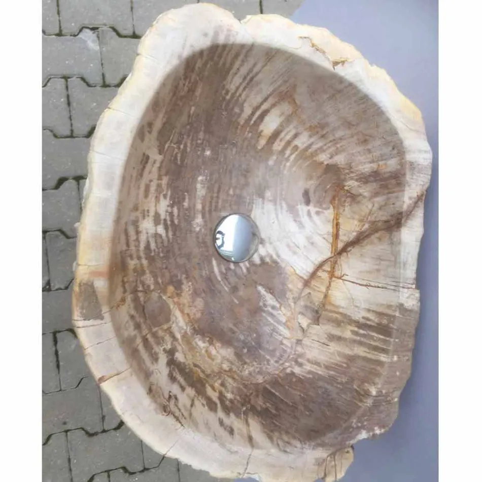 Lavabo a colonna di design in pietra naturale Ley, fatto a mano Viadurini