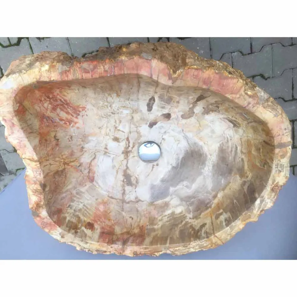 Lavabo a colonna di design in pietra naturale Ley, fatto a mano Viadurini