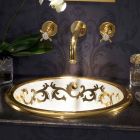 Lavabo a incasso decorato in fire clay e oro fatto in Italia, Otis Viadurini