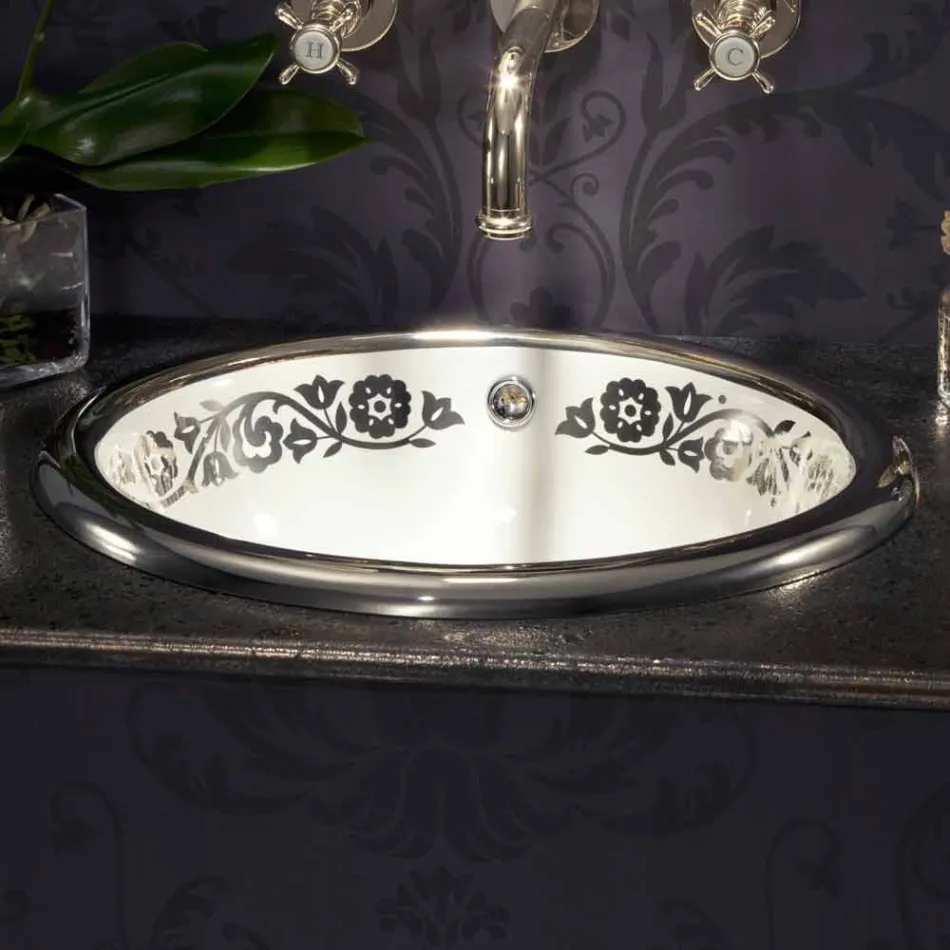 Lavabo a incasso di barocco design in fire clay made in Italy, Otis Viadurini