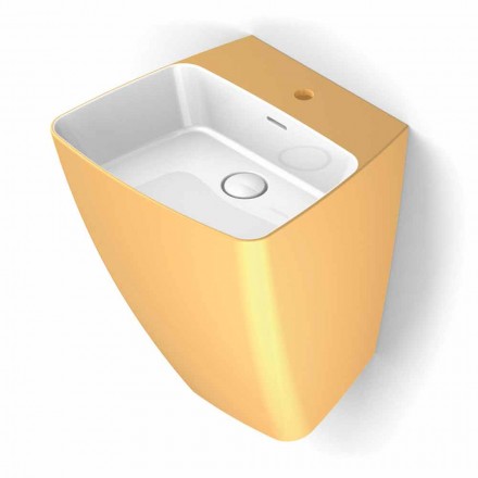 Lavabo a parete di design moderno in ceramica prodotto in Italia,Goran Viadurini