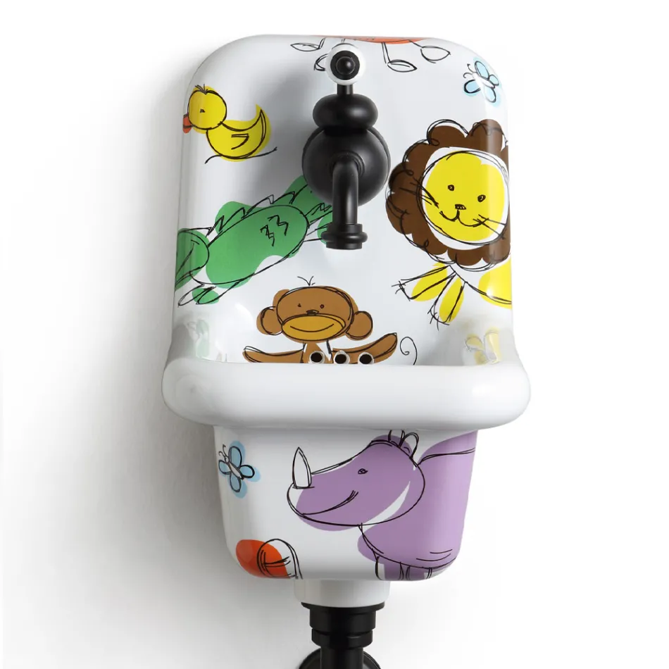 Lavabo a Sospensione in Ceramica a Fantasia Design Moderno 26 cm - Jordan Viadurini