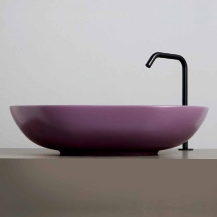 Lavabo Bagno da Appoggio Design Ovale in Ceramica Made in Italy – Chain Viadurini
