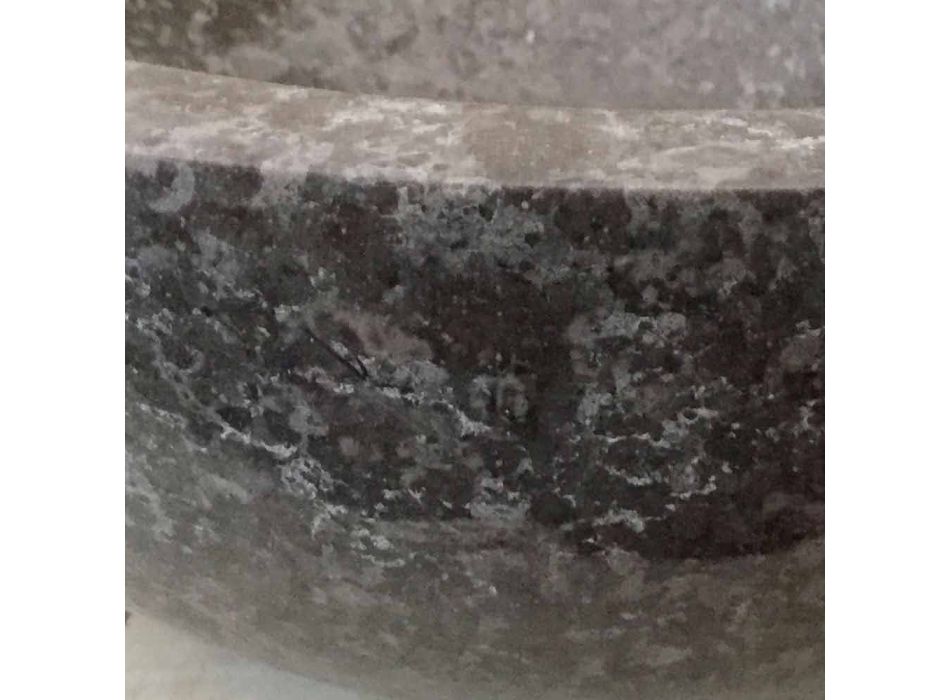 Lavabo bagno da appoggio in pietra naturale grigia Levi,design moderno Viadurini