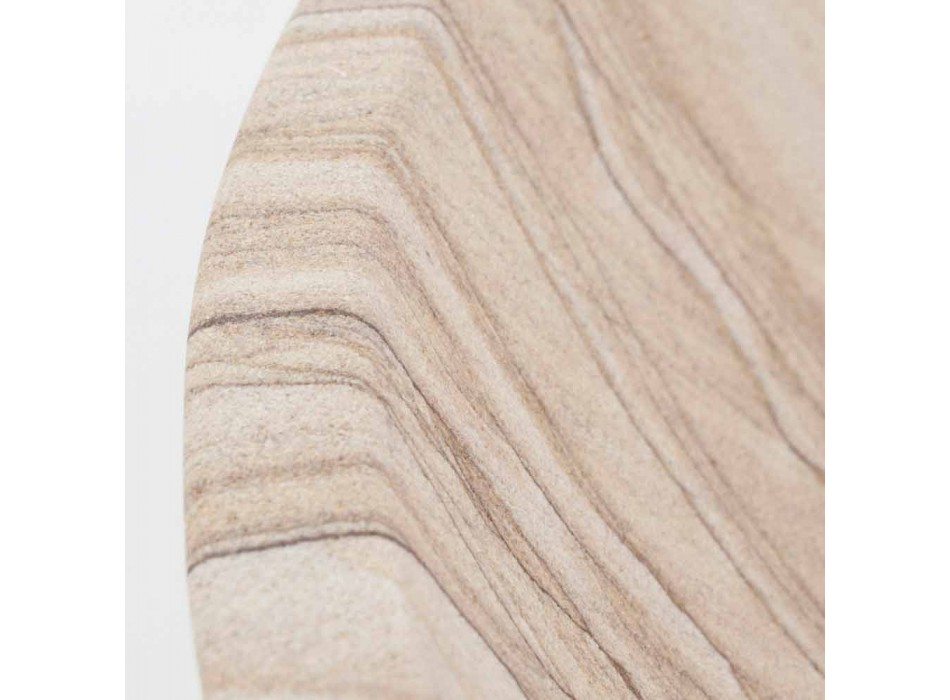Lavabo Bagno da Appoggio in Pietra Sand Stone Forma Rotonda - Cerasolo Viadurini