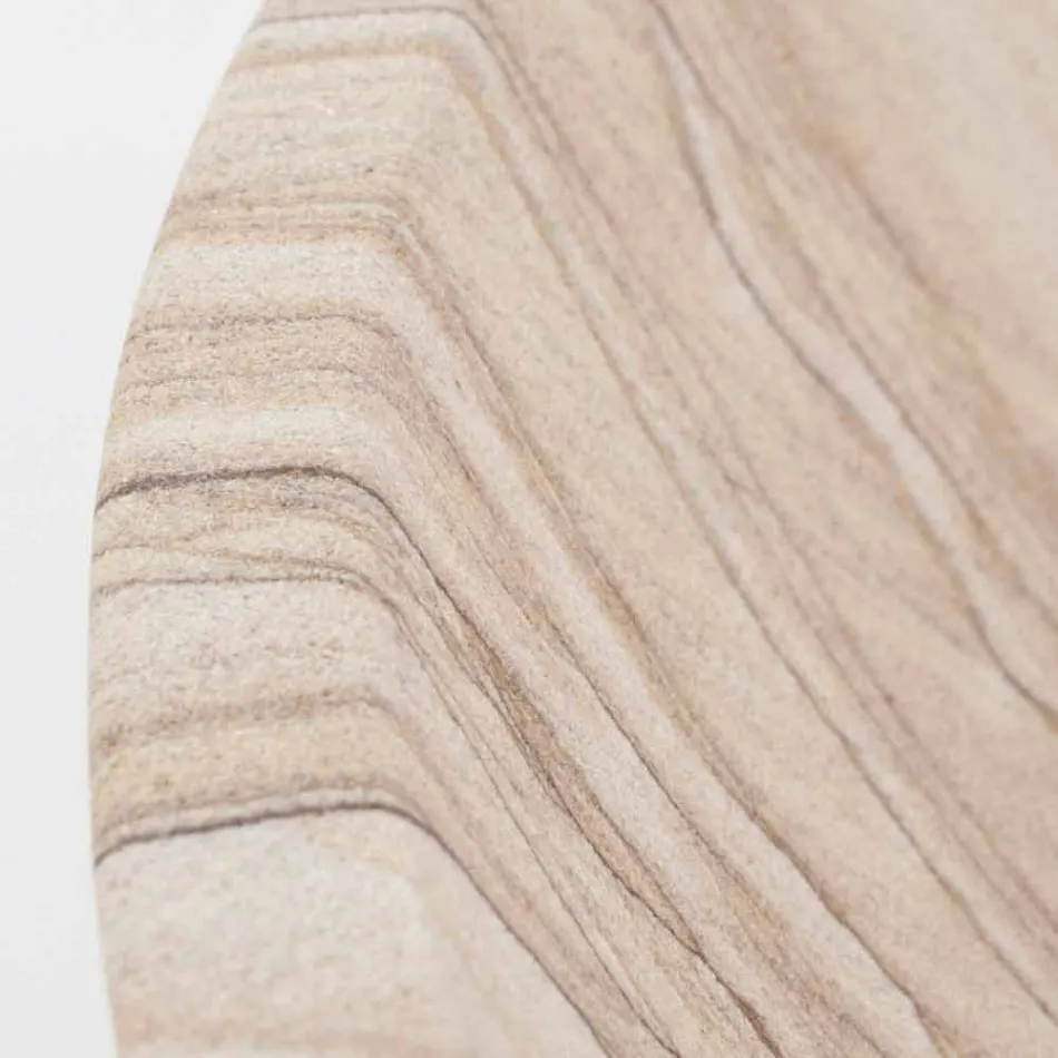 Lavabo Bagno da Appoggio in Pietra Sand Stone Forma Rotonda - Cerasolo Viadurini