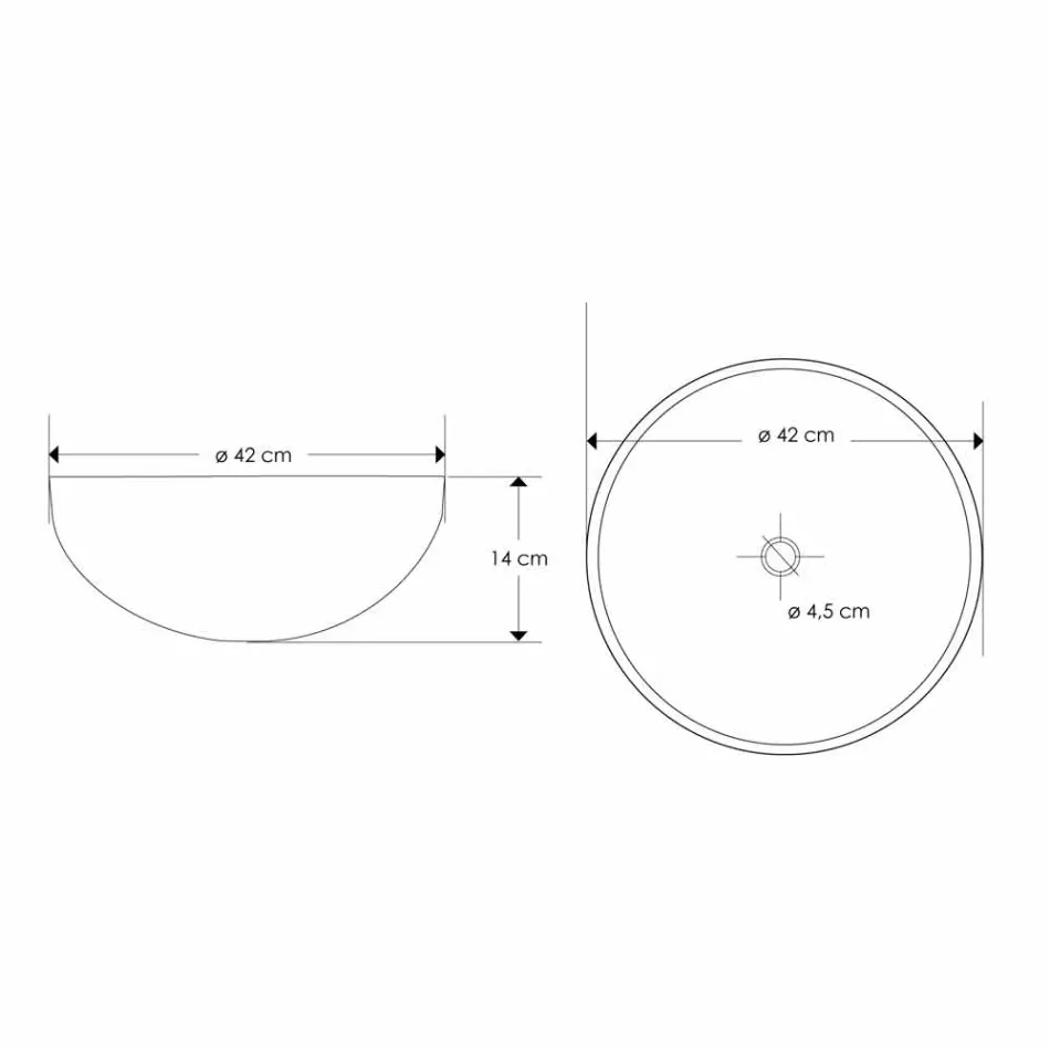 Lavabo Bagno da Appoggio in Pietra Sand Stone Forma Rotonda - Cerasolo Viadurini