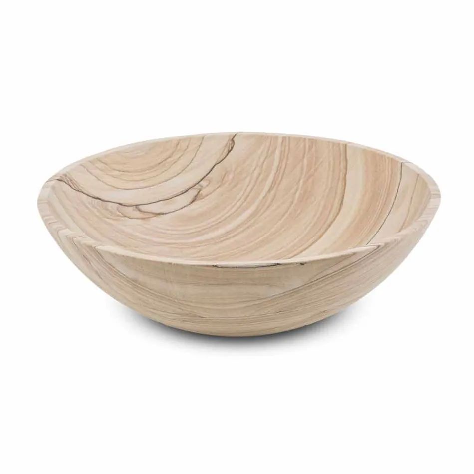 Lavabo Bagno da Appoggio in Pietra Sand Stone Forma Rotonda - Cerasolo Viadurini