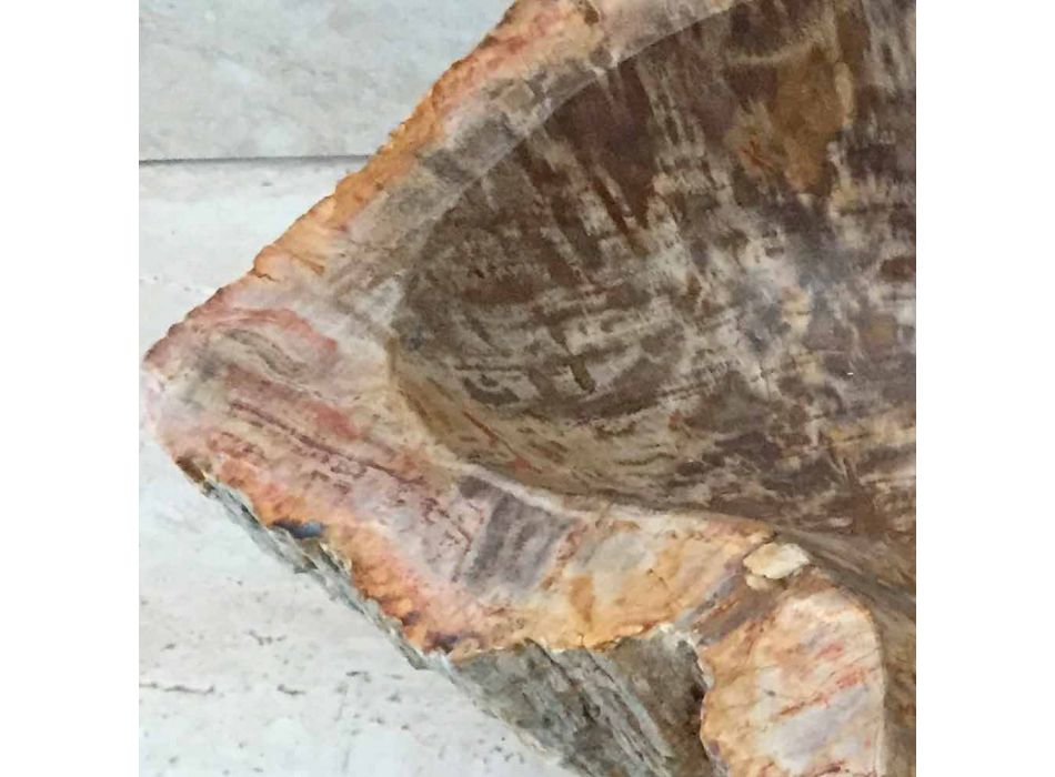 Lavabo bagno di design in legno fossile Star mini, pezzo unico Viadurini