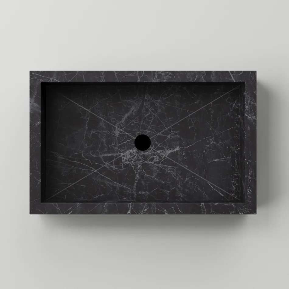 Lavabo Bagno in Gres Porcellanato Effetto Marmo Made in Italy - Ludmilla Viadurini