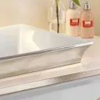 Lavabo bagno semincasso in fire clay e platino fatto in Italia, Guido Viadurini