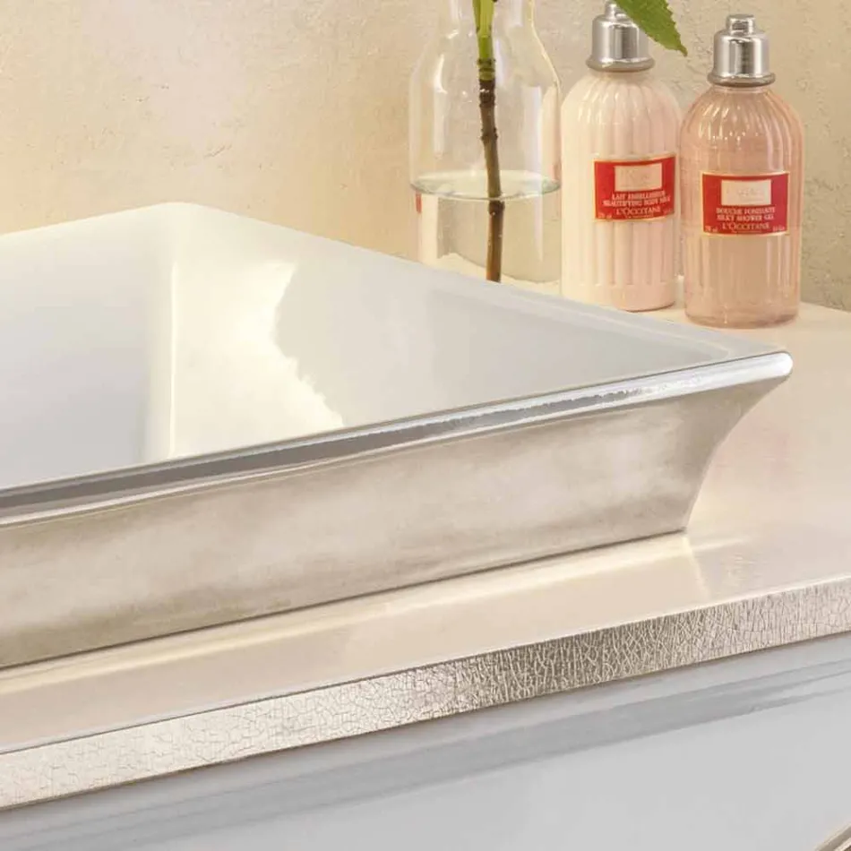 Lavabo bagno semincasso in fire clay e platino fatto in Italia, Guido Viadurini