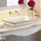 Lavabo bagno semincasso in fire clay e platino fatto in Italia, Guido Viadurini