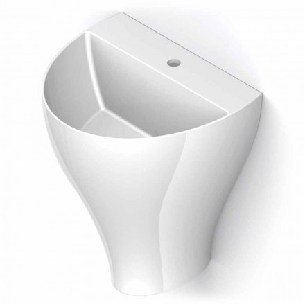 Lavabo bagno sospeso moderno in ceramica fatto in Italia, Fiorello Viadurini