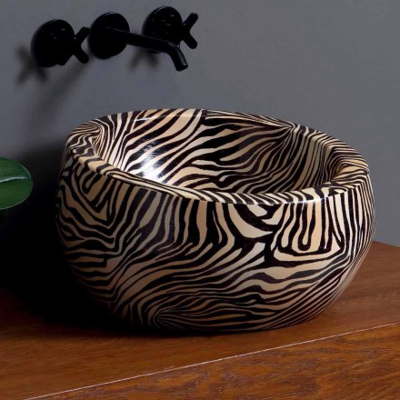 Lavabo circolare moderno da appoggio in ceramica made in Italy Elisa Viadurini